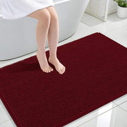 OLANLY Large Bathroom Rugs 44x32, Extra Soft Absorbent Chenille Bath Rugs | Burgundy, Quick-Drying Rubber Backing, Machine Washable Bath Mat for Bathroom Floor, Tub and Shower, Home Decor Accessories