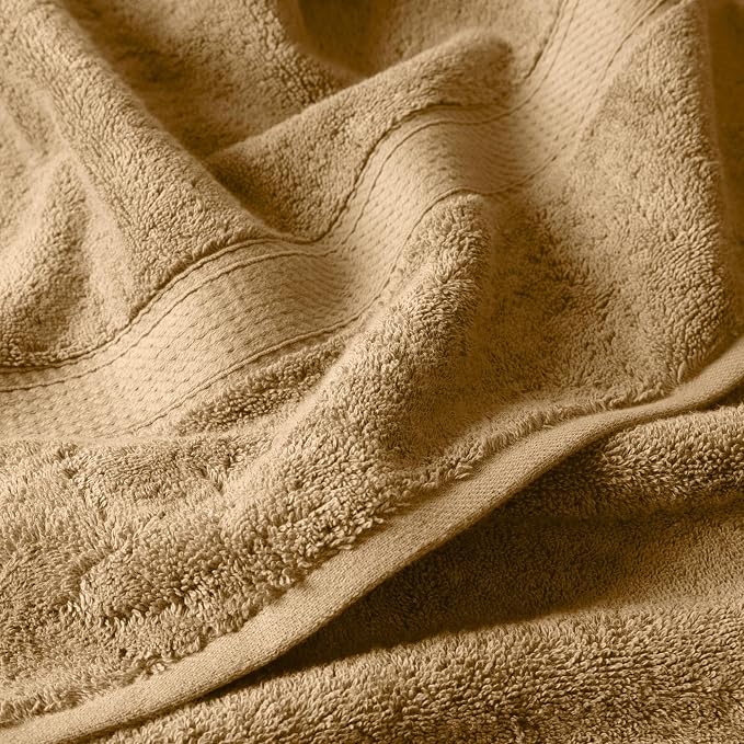 Superior Egyptian Cotton Plush & Absorbent, Bath Towel Set of 4, Toast | Quick Dry, Soft Luxury Towel Set, Bath Essentials for Bathroom, Guest Bath, Spa, 4 Piece Bath, Madeline Towels