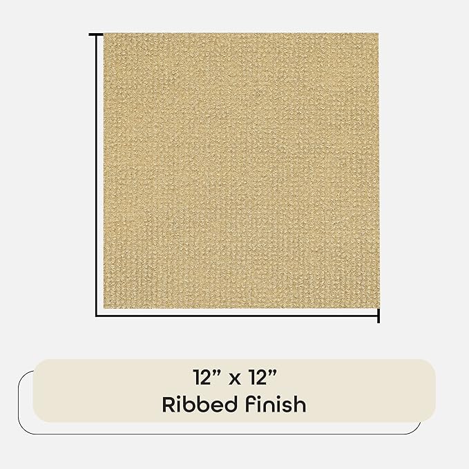 Nexus Self Adhesive 12-Inch Carpet Floor Tiles, 12 Tiles - 12" x 12", Tan - Peel & Stick, DIY Flooring for Kitchen, Dining Room, Bedrooms & Bathrooms by Achim Home Decor