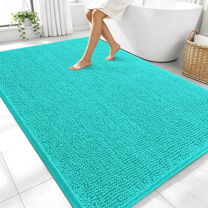 OLANLY Large Bathroom Rugs 70x46, Extra Soft Absorbent Chenille Bath Rugs | Teal, Quick-Drying Rubber Backing, Machine Washable Bath Mat for Bathroom Floor, Tub and Shower, Home Decor Accessories