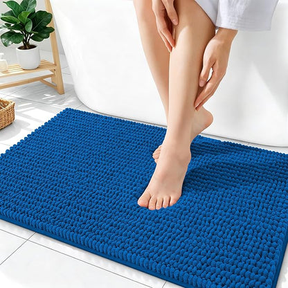 OLANLY Thick Chenille Absorbent Bathroom Rugs Mat 36x24, Deep Navy Blue | Soft Bath Rugs, Rubber Backing, Machine Wash Dry, Bath Mats for Bathroom, Tub and Shower, Home Decor Accessories