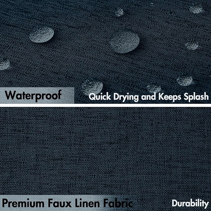 MIULEE Linen Fabric Shower Curtain Navy Blue W72*L72 12 Metal Hooks | Modern, Heavy Duty, Shower Curtain Set, Waterproof Thick Cloth Shower Curtains, Bathroom Bathtub, Washable