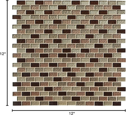 MSI Ayres Blend Glass Mosaic Tile, Modern Rectangular Subway Pattern, Brown, 12 in. x 12 in., 10 sq. ft, 10 Pieces per case