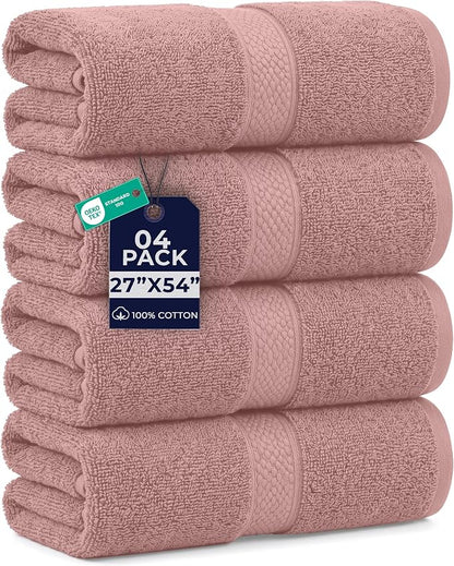 DAN RIVER 600 GSM Cotton Large Bath Towels Set of 4, 27 x 54 Inches | Larger & Lighter Weight Towels for Bathroom - Highly Absorbent & Quick Dry 100% Cotton Bath Towel Set for Home, Spa & Hotel