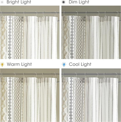 INK+IVY Imani Tufted Chenille 100% Cotton Shower Curtains Machine Washable, Modern Home Bathroom Décor Bathtub Privacy Screen, 72" x 72", Ivory | Machine Washable, Boho Tufted Chenille Modern Home Bathroom Decor, Bathtub Privacy Screen, OEKO-TEX Certified