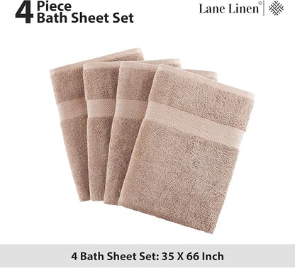LANE LINEN Large Bath Sheet Set Oversized Soft Absorbent Quick Dry - Taupe | Bath Sheets Set - OEKO-TEX Certified, Ring-Spun Durability, Generously Sized, Oversized & Roomy, Lightweight & Breathable