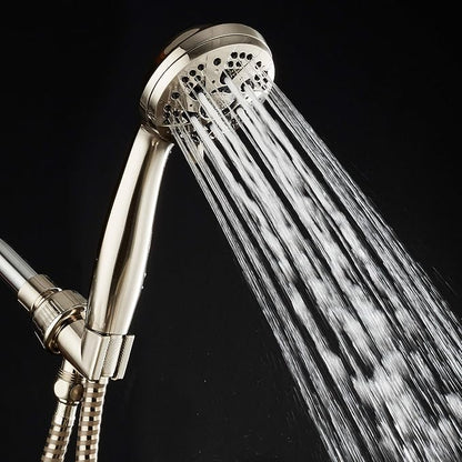 AquaDance High Pressure 6-Setting Hand Held Shower Head with Extra-Long 6 Foot Hose & Bracket – Anti-Clog Nozzles - USA Standard Certified - Top U.S. Brand - ALL BRUSHED NICKEL