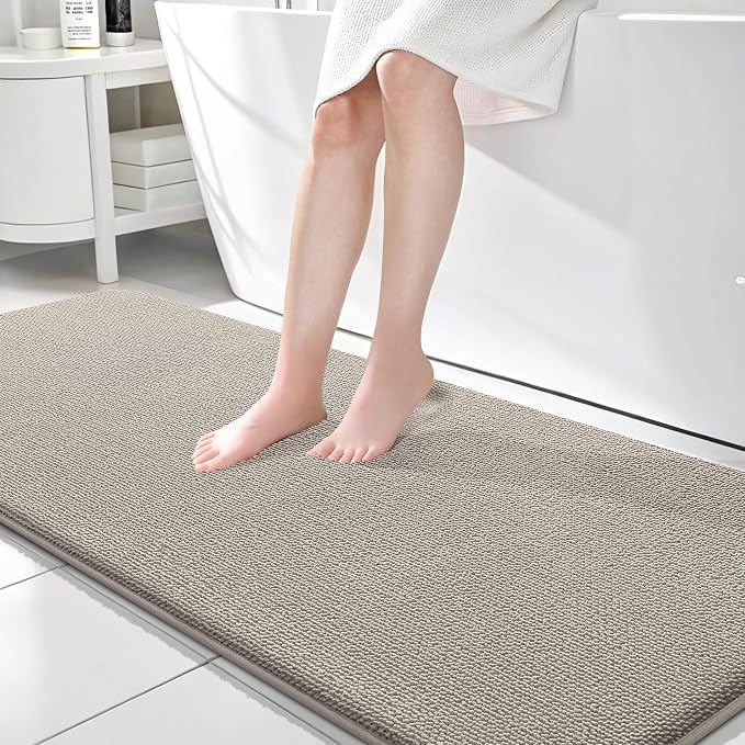 OLANLY Memory Foam Bathroom Runner Rugs 70x24, Long Bath Mats, Warm Taupe | Soft Quick Dry Bath Rugs, Non-Slip, Absorbent Machine Washable Mat for Bathroom Floor, Tub and Shower, Home Decor Accessories