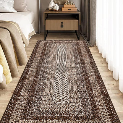Printed Washable 2x10 Rug Runner Modern Non Slip Kitchen Rugs Indoor Entryway Rug Soft Bath Mat Stain Resistant Carpet for Bedroom Hallway Laundry Nursery 2'x10' Brown