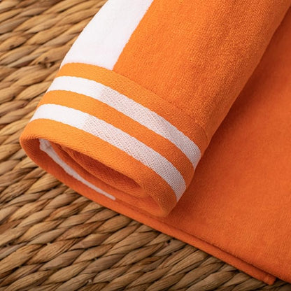 Superior Cotton Striped Beach Towels, Colorful Towels for Adult, Kid, Pool, Swimming, Sand, Travel, Large Oversized, Absorbent, Fast Drying, Bath Basics, Cabana Collection, Set of 6, Orange