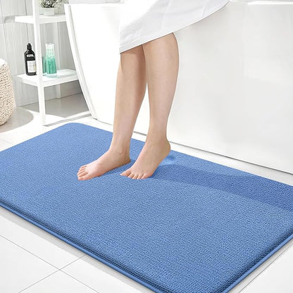 OLANLY Memory Foam Bathroom Runner Rugs 44x24, Long Mats, Cornflower Blue | Soft Quick Dry Bath Rugs, Non-Slip, Absorbent Machine Washable Mat for Bathroom Floor, Tub and Shower, Home Decor Accessories