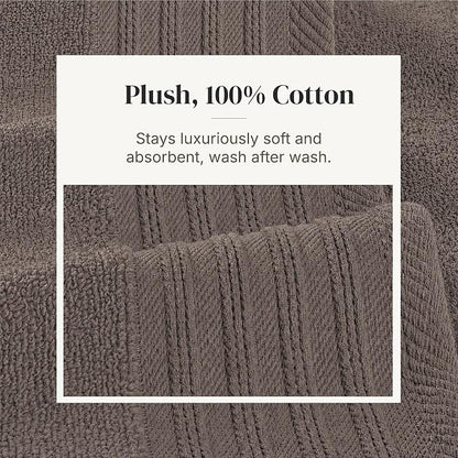 Modern Threads 6 Piece Cotton Bath Towel Set – Ultra Soft 550 GSM Towels – Bathroom Set with Hand Towels and Washcloths – Geometric (Classic Taupe)