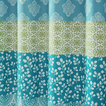 Lush Decor Bohemian Stripe Shower Curtain 72" W x 72" L Blue & Green - Bathroom Curtain - Striped Shower Curtain - Boho Decor - Fabric Shower Curtains