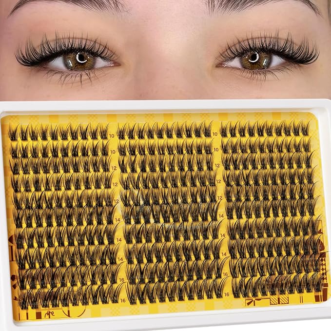 QUEWEL Lash Clusters Wispy Eyelash Clusters 300 Pcs Natural Cluster Eyelash | Extensions C Curl, Mixed Length 10-16mm DIY Individual Lashes Cluster at Home for Countless Stunning Looks (QU45)