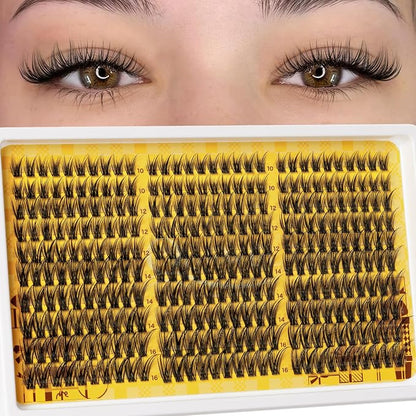 QUEWEL Lash Clusters Wispy Eyelash Clusters 300 Pcs Natural Cluster Eyelash | Extensions C Curl, Mixed Length 10-16mm DIY Individual Lashes Cluster at Home for Countless Stunning Looks (QU45)