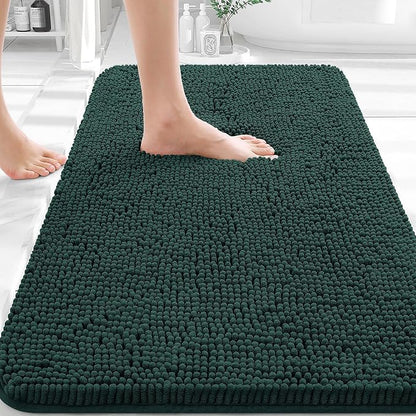 OLANLY Bathroom Rugs 36x24, Extra Soft Absorbent Chenille Bath Rugs | Blackish Green, Quick-Drying Rubber Backing, Washable Bath Mat for Bathroom Floor, Tub and Shower, Home Decor Accessories