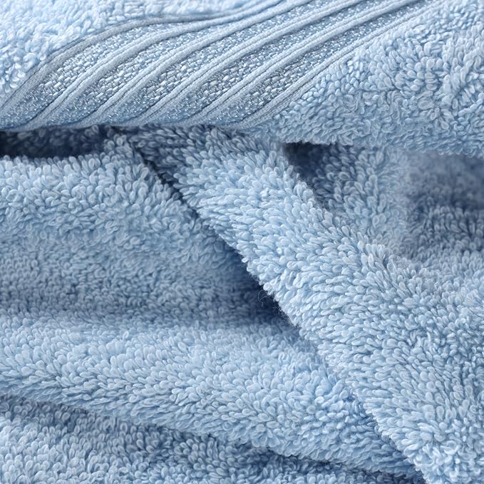 Superior Egyptian Cotton 8-Piece Hand Towel Set, Towel Basics For Quick Dry, Absorbent Small Towels, Facial, Spa, Kitchen, Bathroom Essentials, Apartment, Guest Bath, Soft, Washcloth, Light Blue