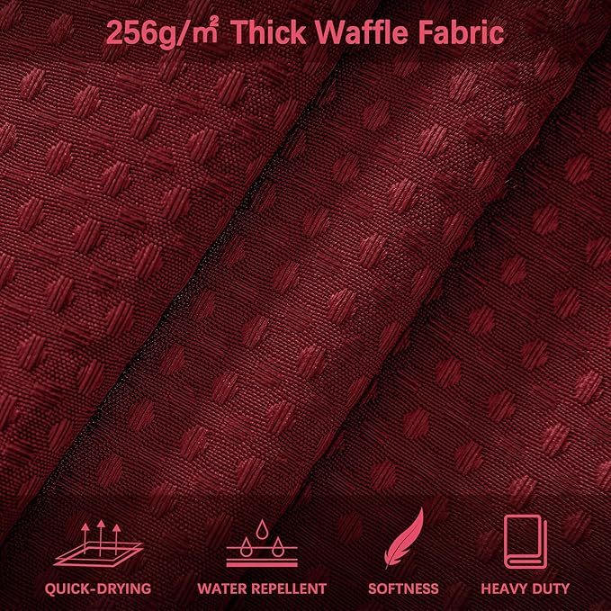 60 inch Stall Shower Curtain - Waffle Weave Heavy Duty Thick Fabric Shower Curtains for Bathroom, Weighted Hotel Spa Luxury Cloth Bath Curtain Set with 10 Hooks, 60x72, Burgundy