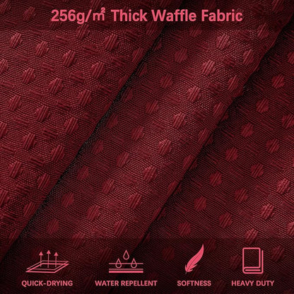 60 inch Stall Shower Curtain - Waffle Weave Heavy Duty Thick Fabric Shower Curtains for Bathroom, Weighted Hotel Spa Luxury Cloth Bath Curtain Set with 10 Hooks, 60x72, Burgundy
