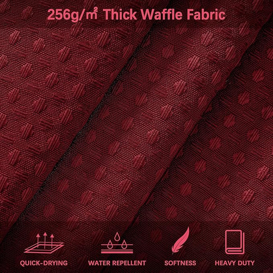 60 inch Stall Shower Curtain - Waffle Weave Heavy Duty Thick Fabric Shower Curtains for Bathroom, Weighted Hotel Spa Luxury Cloth Bath Curtain Set with 10 Hooks, 60x72, Burgundy