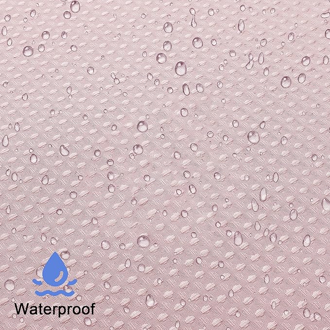 OVZME Blush Pink Shower Curtain Set, Waffle Textured Heavy Duty Fabric Shower Curtain for Bathroom, Luxury Hotel Weighted 230GSM Waterproof Bath Curtain with 12 Plastic Hooks, Machine Washable, 72x72