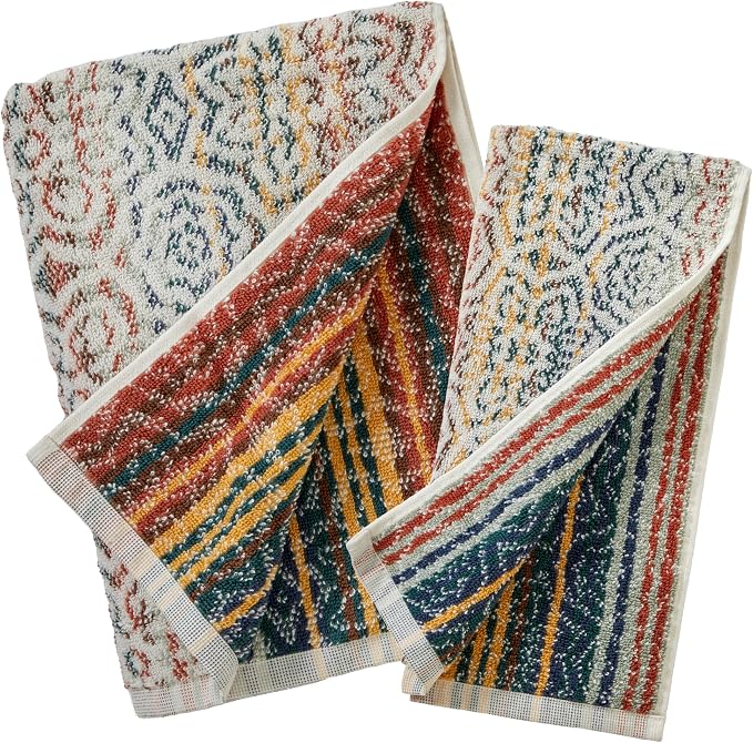 SKL Home Rhapsody Towel Set-4pc, Premium 100% Cotton, Spice | 2 Bath towels, 2 hand towels. 550 GSM weight. Spa-level quality. Soft & absorbent, reversible jacquard for 2-looks-in-1.