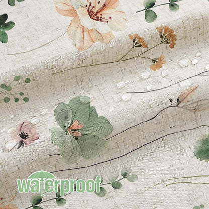 Sage Green Linen Watercolor Floral Fabric Shower Curtain, 72x78 | Linen Fabric, Modern Minimalist Floral Print, Machine Washable, Rustproof Grommets, for Bathroom Home