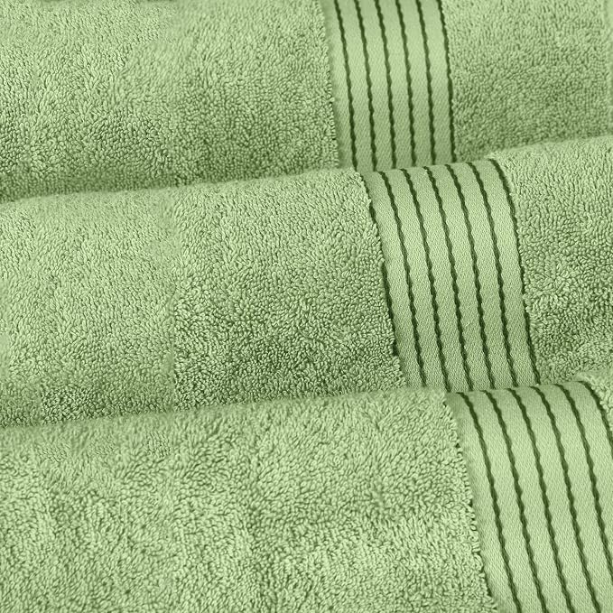 Elegant Comfort Premium Cotton 6-Piece Towel Set, Includes 2 Washcloths, 2 Hand Towels and 2 Bath Towels, 100% Turkish Cotton - Highly Absorbent and Super Soft Towels for Bathroom, Sage