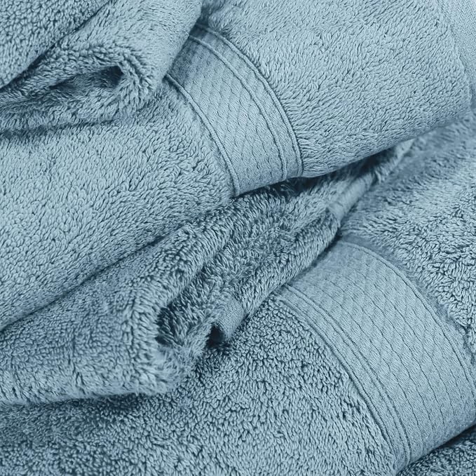 SUPERIOR Egyptian Cotton Ultra Plush & Absorbent, 6 Piece Set, Denim Blue | Quick Dry, Soft Luxury Towel Set, Bath Essentials, Guest Bath, Spa, 2 Bath, 2 Hand, 2 Face Towels, Madeline Towels