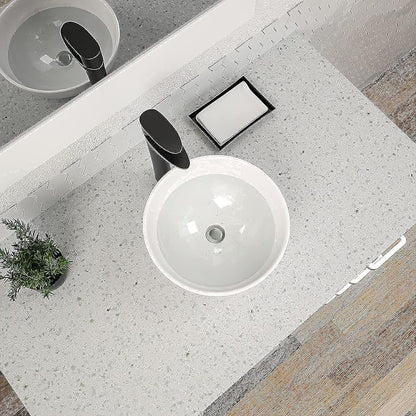 Dcolora 13 Inch Bowl Sinks for Bathrooms Round Small Vessel Sink Countertop White Ceramic Porcelain Round Bathroom Sink Bowl Above Counter Vanity Sink Basin, 13"x13" DC-V8895