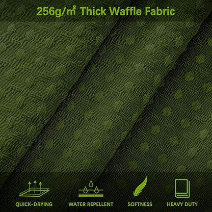 Extra Long Green Bathroom Decor Waffle Shower Curtain 96 Inches 256GSM Heavy Duty Shower Curtain Set, Hotel Quality Water Repellent Modern Shower Curtains with 12 Hooks,72Wx96H