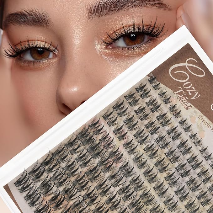 JMS&JMS Double Spikes Lash Clusters, Anime Eye Lashes with Invisible Band | C Curl 8-18MIX False Eyelashes Natural Wispy Eyelash Clusters DIY Manga Lashes at Home