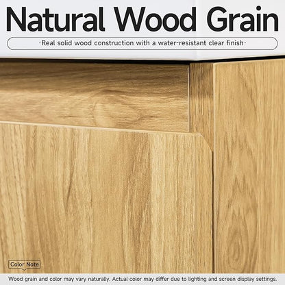 16" Japandi Floating Bathroom Vanity with Sink, Pre-Assembled Wall-Mounted Bathroom Vanity, Narrow Bathroom Vanity 10" D Solid Wood Vanity Cabinet, Engineered Stone Top, Soft-Close Hinge