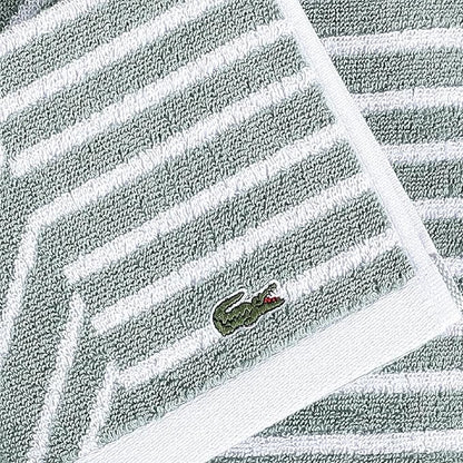 Lacoste Guethary Striped 6PC Towel Set – 100% Cotton, Reversible Design, Durable & Lightweight, Machine Washable – Aloe, 2 Bath Towels (30"x54"), 2 Hand Towels (16"x30"), 2 Washcloths (13"x13")