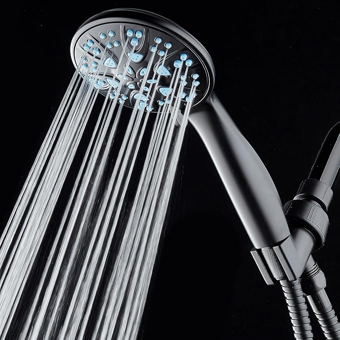 AquaDance Antimicrobial/Anti-Clog High-Pressure 6-Setting Hand with with Microban Nozzle Protection from Growth of Mold, Mildew & Bacteria for Stronger Shower! Aqua Blue Jets – 1.8 GPM