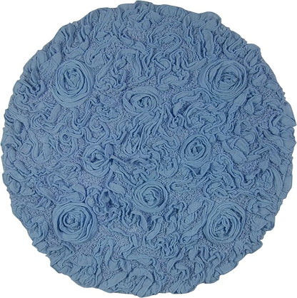 Home Weavers Bell Flower Collection 100% Cotton Tufted Bath Rugs, Extra Soft and Absorbent Bath Rugs, Non-Slip Bath Mats, Machine Washable, Bath Mats for Bathroom Floor and Tub, 30" Round, Sky Blue