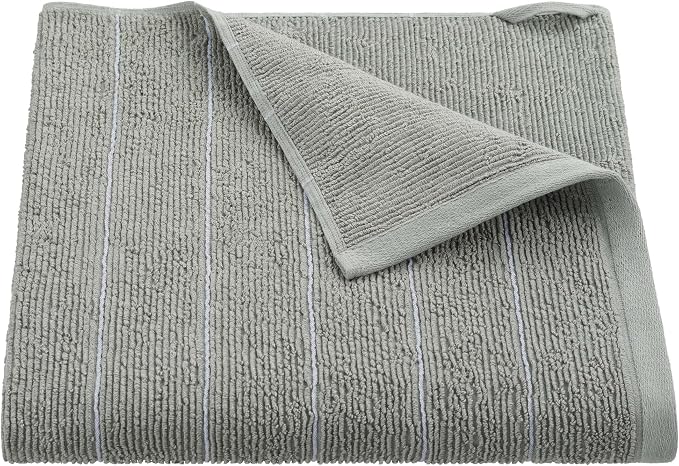 Martex Restore Slub Stripe Bath Towel – Soft, Absorbent, Moisture-Wicking and Quick to Dry – Lightweight for Everyday Use – Comfortable Feel with Convenient Loop for Hanging – 30" x 56" – Gray
