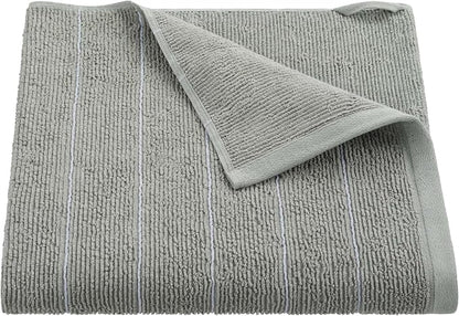 Martex Restore Slub Stripe Bath Towel – Soft, Absorbent, Moisture-Wicking and Quick to Dry – Lightweight for Everyday Use – Comfortable Feel with Convenient Loop for Hanging – 30" x 56" – Gray