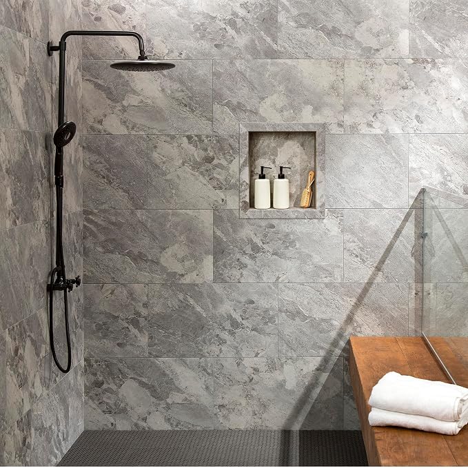Palisade 17.5 in x 15.5 in Vinyl Shower Niche Silver Lake | Waterproof Shower Insert