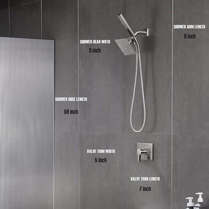 Shower Faucet Set Dual Shower Heads with Handheld Spray Combo, All Metal 6" Dual Shower Head Combo and 3-Way Diverter, Shower Faucet Set with Valve