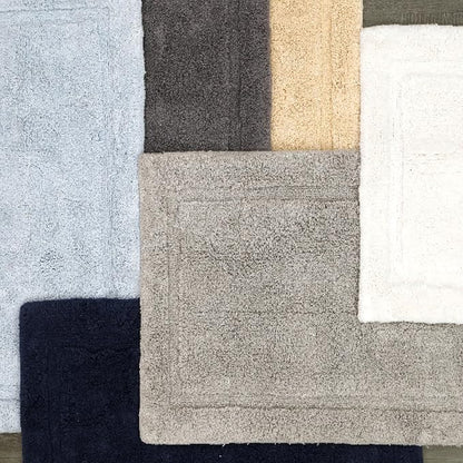 Jean Pierre New York Lydia Border 100% Cotton Bath Mat - Non-Slip Bath Rug - Charcoal - 27"x45"