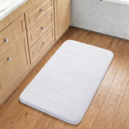 Yimobra Large Bath Mat 36"x24", Super Soft Quick Dry Memory Foam Bathroom Rug, Water Absorbent, Non Slip Backing Machine Washable for Tub Shower, Thick Comfort Support, White