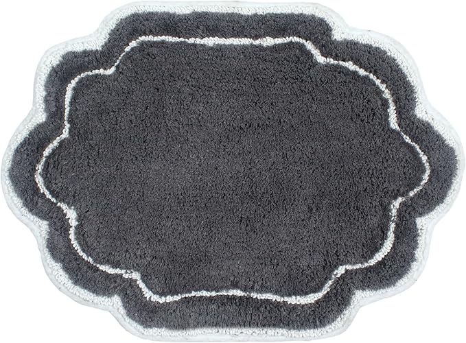 Home Weavers Allure Collection 100% Cotton Tufted Bathroom Rug, Soft and Absorbent Bath Rugs, Non-Slip Bath Carpet, Machine Wash Dry Bath Mats for Bathroom Floor, 17"x24" Bath Rug, Dark Gray
