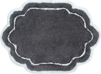 Home Weavers Allure Collection 100% Cotton Tufted Bathroom Rug, Soft and Absorbent Bath Rugs, Non-Slip Bath Carpet, Machine Wash Dry Bath Mats for Bathroom Floor, 17"x24" Bath Rug, Dark Gray