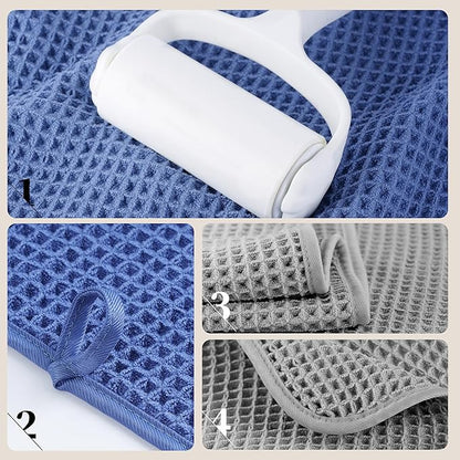 POLYTE 430 GSM Poly Blend Microfiber Quick Dry Waffle Bath Towel, 30x60 in | 4 Pack, Oversize, Lint Free, Body Towel