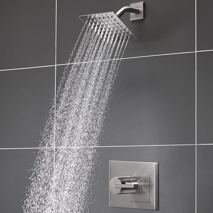 SOOOHOT Shower Kit, Shower Faucet Set with 6-Inch Rain Shower Head, Single-Handle Shower Trim Kit, Brushed Nickel （Valve Included)