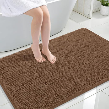 OLANLY Large Bathroom Rugs 44x32, Extra Soft Absorbent Chenille Bath Rugs | Mocha, Quick-Drying Rubber Backing, Machine Washable Bath Mat for Bathroom Floor, Tub and Shower, Home Decor Accessories