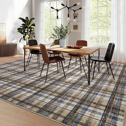 Modern Living Room Rug 10x13 Large Area Rug Machine Washable Floor Carpet, Non-Slip Farmhouse Soft Rugs, Low-Pile Non-Shedding Accent Rug, Foldable Area Rug for Bedroom, Playroom