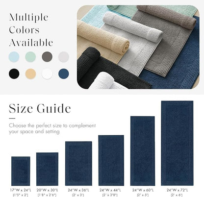 Madison Park Splendor Reversible 100% Cotton Bath Rug, 17 x 24, Navy | Tufted Bathroom Mat, 3000 GSM, Hotel Quality, Luxurious Plush, Medium Pile, Absorbent, Quick Dry, OEKO-TEX, Shower Room Décor