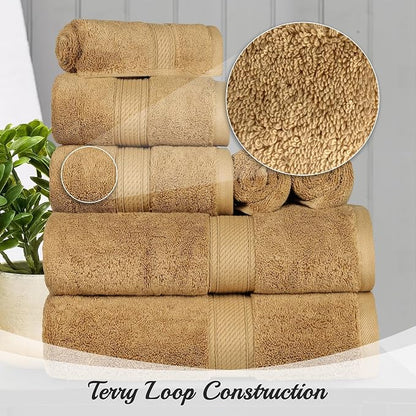 SUPERIOR Egyptian Cotton Pile Heavyweight Bath Sheet, 2 Piece Set, Toast | Highly Absorbent, Ultra Soft Luxury 800 GSM Towel Set for Bathroom, Shower, Hotel Essentials Oversize Plush Madeline Towels